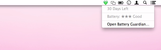 Battery Guardian menu show battery conditions and days remaining