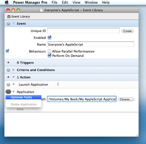 Show the Application&rsquo;s optional fields in Power Manager Professional