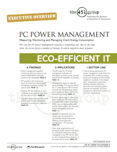 DssW is featured in The 451 Group&rsquo;s PC Power Management report