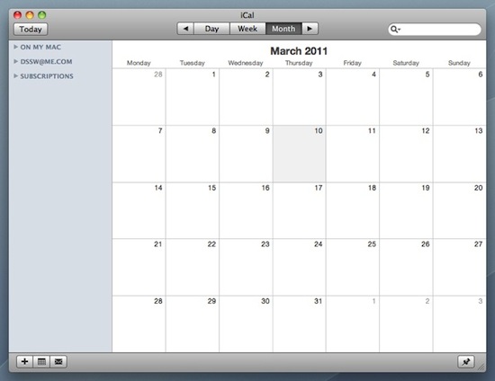 Open iCal and navigate to March.