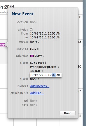 Set the date and time to run the AppleScript.
