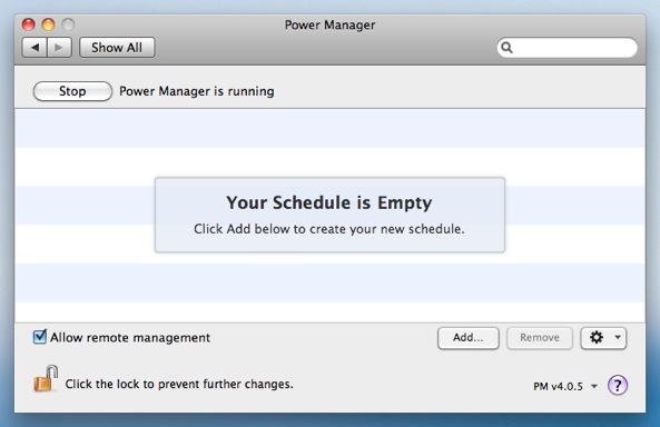 Click Add&hellip; to create a new Power Manager event.