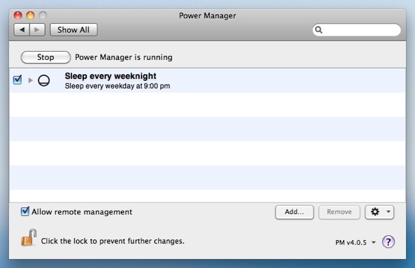 Your new Power Manager sleep event is ready.