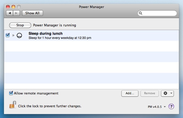 Your new Power Manager event to sleep for a while is ready.