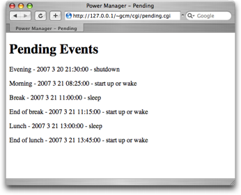 Pending events in a browser