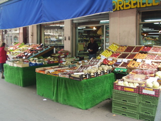 A display of fresh fruit and vegetables, Lyon, France