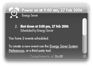Energy Schedule Dashboad Widget