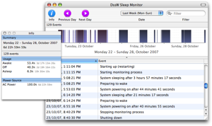 A week of power events captured by Sleep Monitor 2