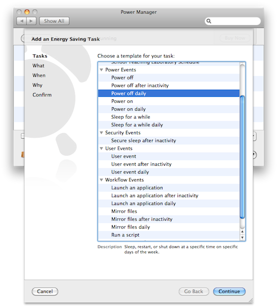 Power Manager&rsquo;s Schedule Assistant&rsquo;s tasks