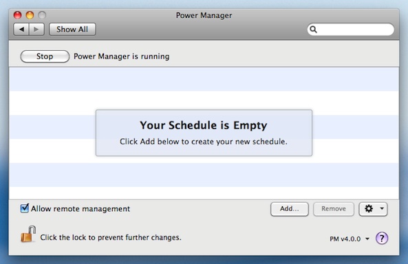 Click Add… to create a new event in Power Manager's System Preference