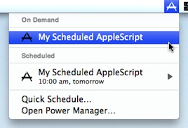 Trigger your AppleScript on-demand using the Power Manager status menu bar
