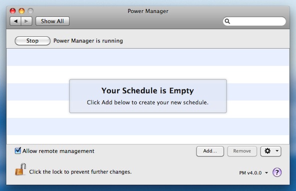 Click Add… to create a new event in Power Manager's System Preference