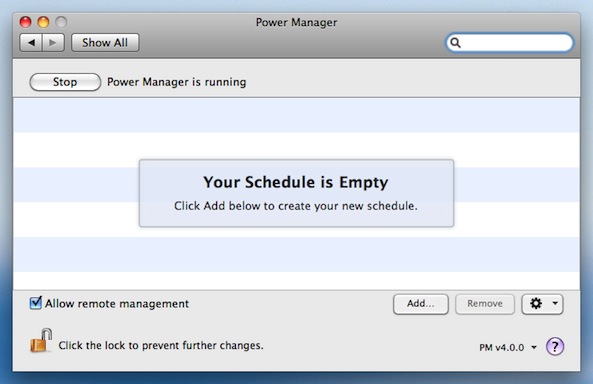 Click the "Add…" button in Power Manager's System Preference.