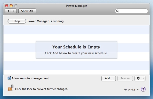 Click Add… to create a new event in Power Manager
