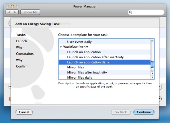 Choose the Schedule Assistant’s template Launch an application daily