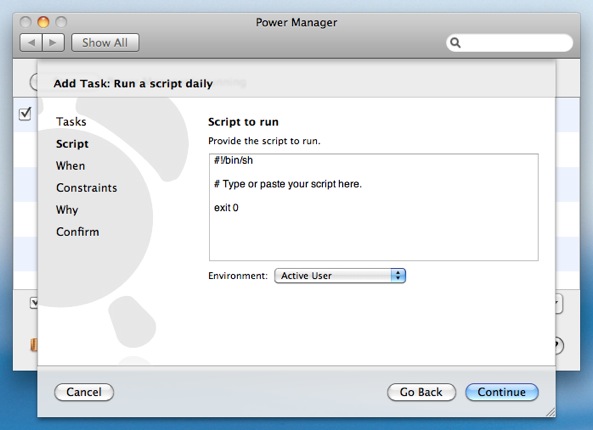 Power Manager supports a range of scripting languages