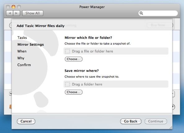 Select the folder to back up to an external hard disk.