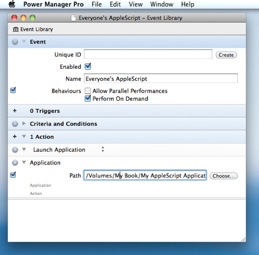 Create an event to launch an application using Power Manager Professional