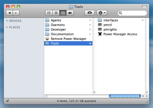 Power Manager includes a selection of supporting tools