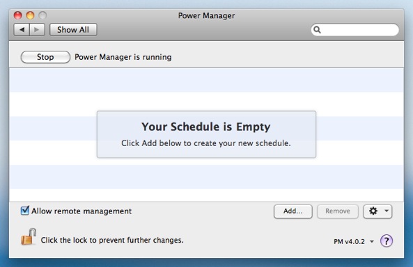 Click Add… to create a new Power Manager event