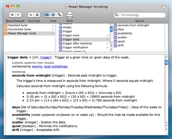 Part of the extensive Power Manager AppleScript dictionary