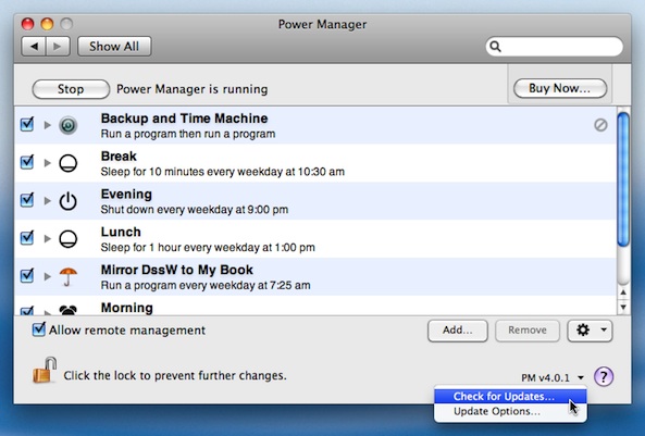 Power Manager includes an automatic software update feature