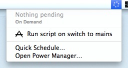 Trigger the event manually from the Power Manager menu bar item.