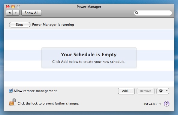 Click Add to create a new Power Manager event.