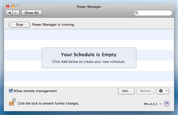 Click add to create a new Power Manager event.