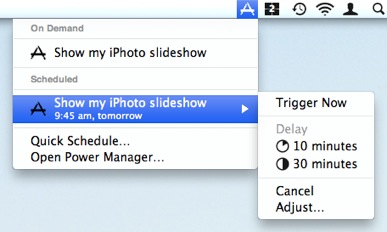 The iPhoto slideshow can be triggered on-demand.