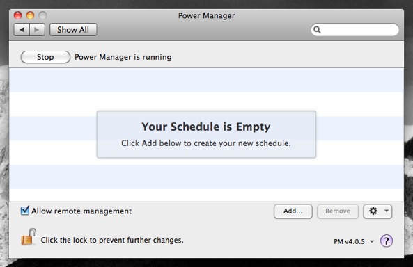 Click Add to create a new event in Power Manager.