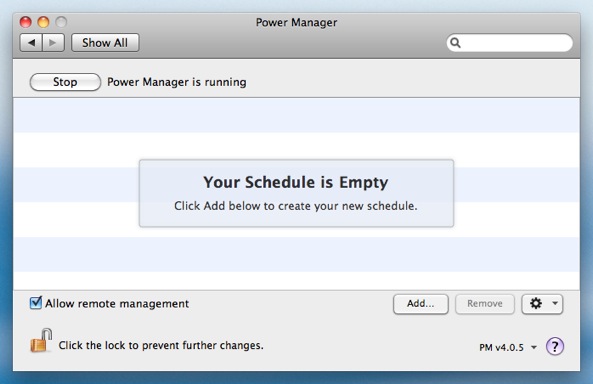 Click Add in Power Manager to create a new event.