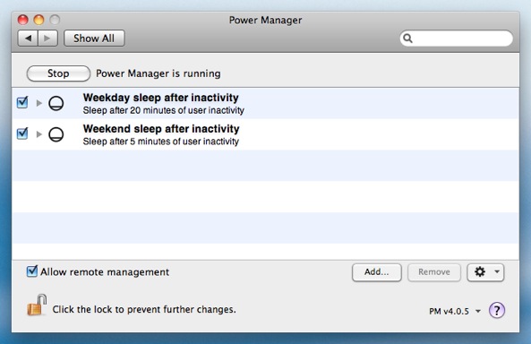 Both Power Manager sleep events are ready and scheduled.