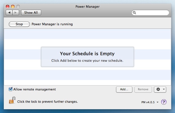 Click Add to create a new event in Power Manager.