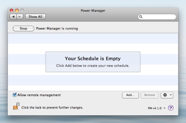 Click Add to create a new Power Manager event