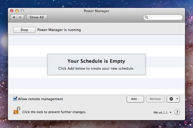 Click Add to being creating a new Power Manager event.