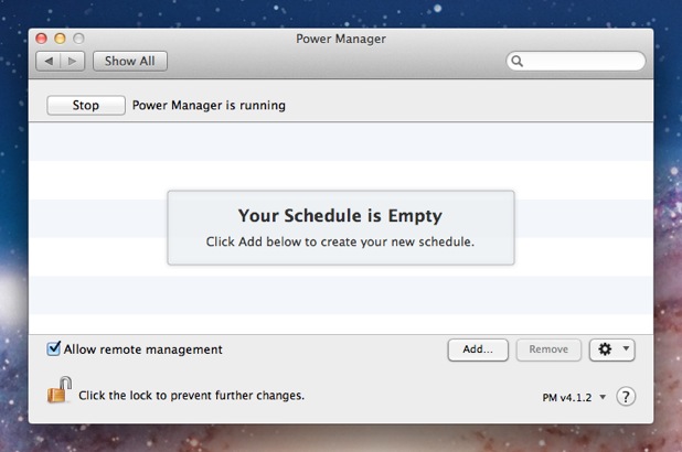 Click Add to begin creating a new Power Manager event