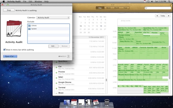 DssW Activity Audit with iCal on Mac OS X 10.7