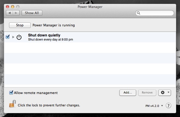 Launch Power Manager from the System Preferences in Mac OS X