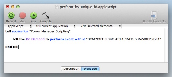 An AppleScript to perform a Power Manager event by unique identifier (ID).
