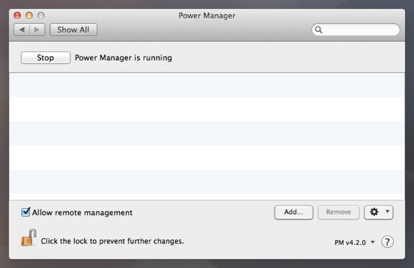 Click the Add button to create a new Power Manager event.