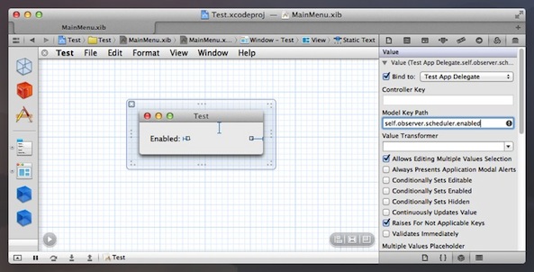 Bind the label to the application delegate obsever.