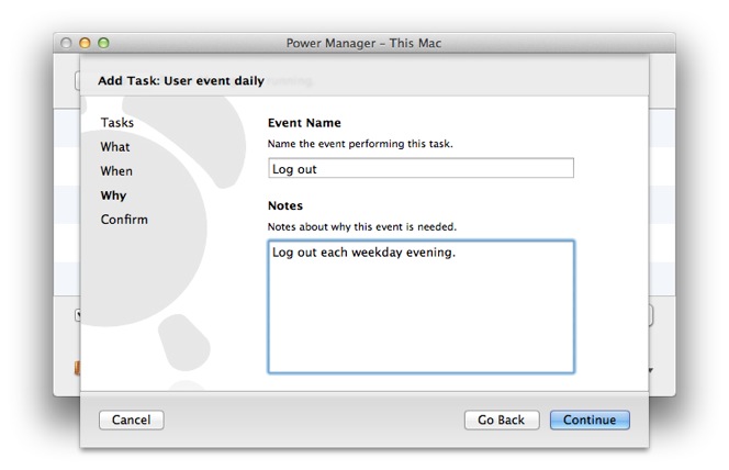 You can name and add notes to your new event.