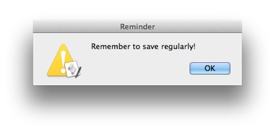 An AppleScript reminder dialog.