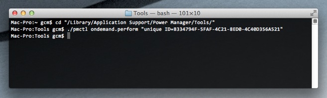 Triggering a Power Manager event from the command line.