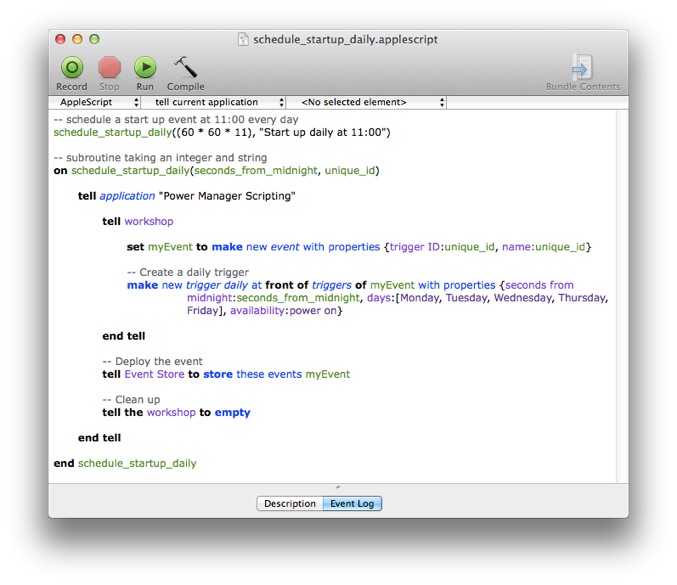 AppleScript to start up a Mac once a day