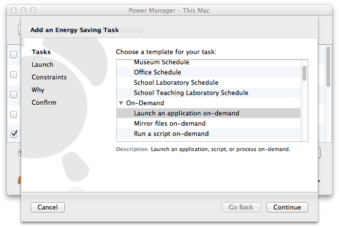 Power Manager's Schedule Assistant includes new on-demand tasks.