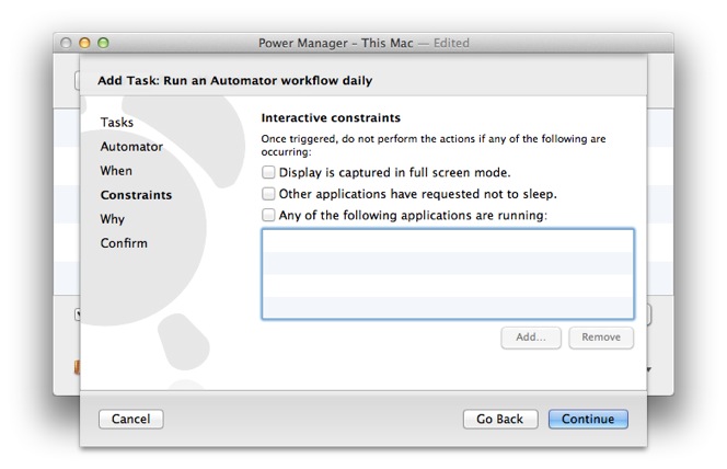 Continue through the Constraints settings