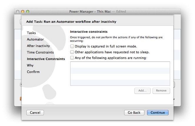 Skip through the interactive constraints