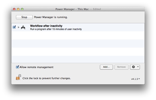 The event to run an Automator workflow after inactivity is ready